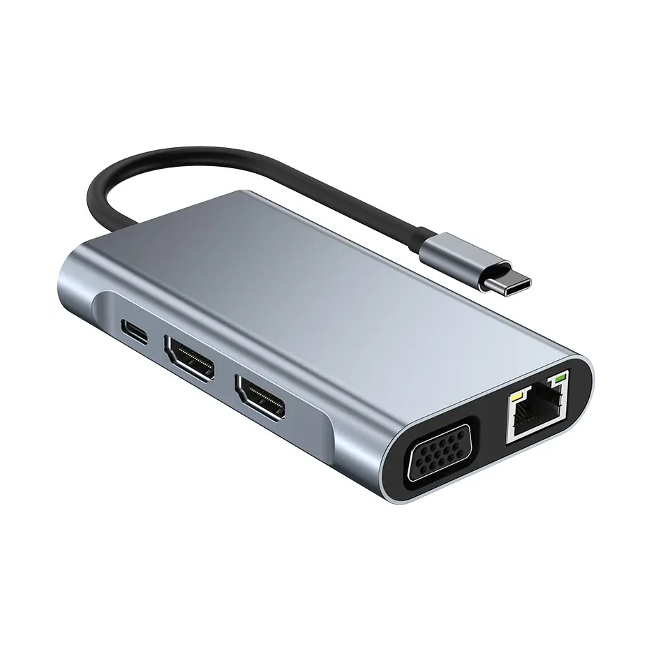 Station d'accueil portable USB C à double écran, 8 en 1