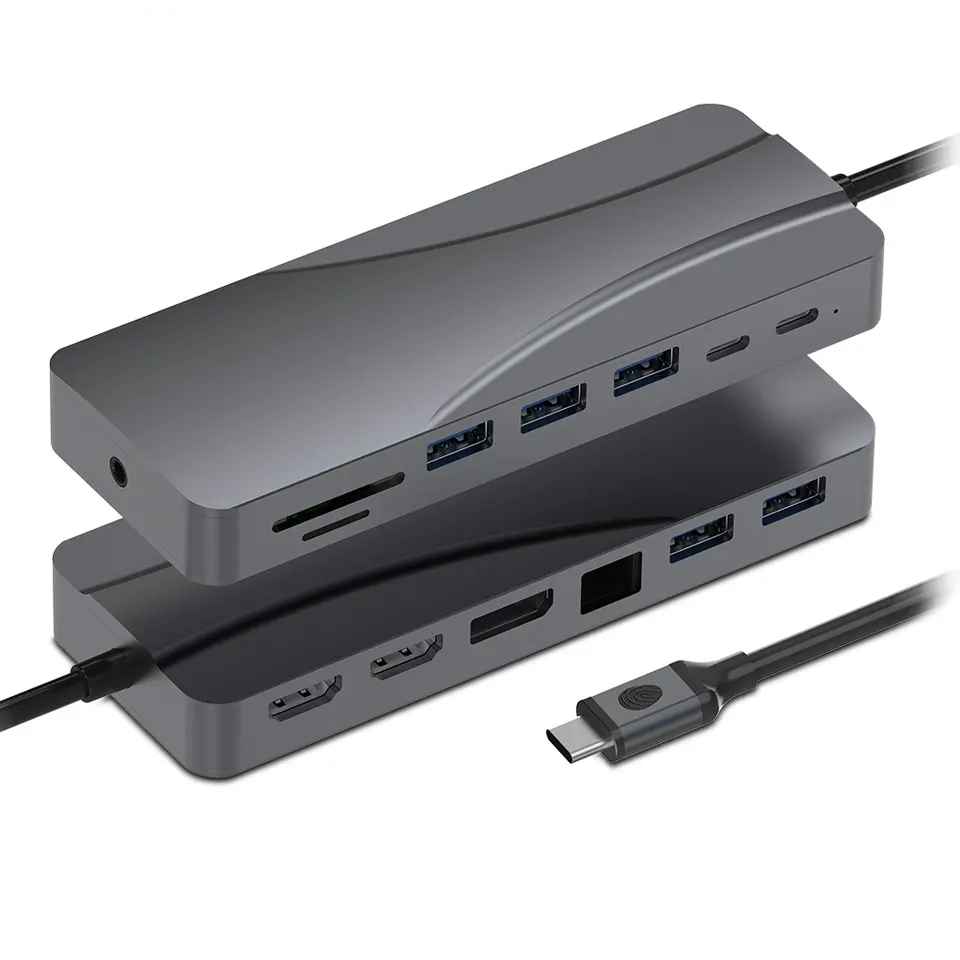 USB-C Dockingstation, 14 in 1, Triple Display (2x HDMI & DP)